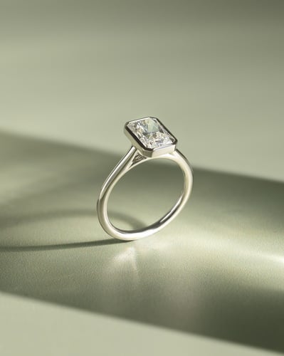 2 CT Radiant Solitaire & Bezel Moissanite Engagement Ring