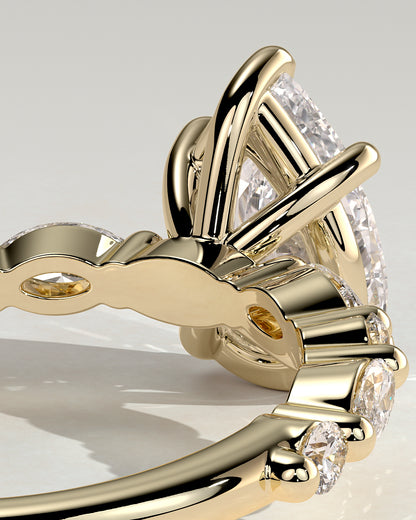 2.0 CT Pear Pave Moissanite Diamond Engagement Ring