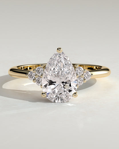 2.0 CT Pear Cluster Moissanite Engagement Ring