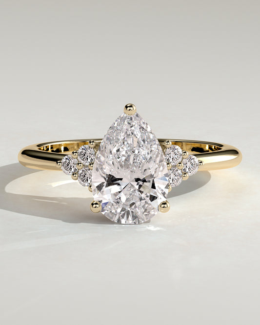 2.0 CT Pear Cluster Moissanite Engagement Ring