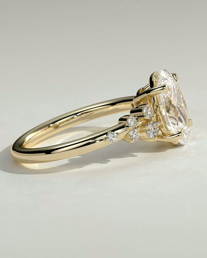 2.0 CT Oval Cluster Moissanite Engagement Ring