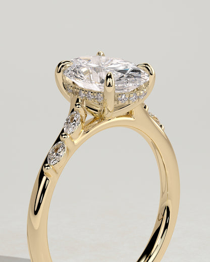 2.0 CT Oval Cut Criss Cross Pave Moissanite Diamond Engagement Ring