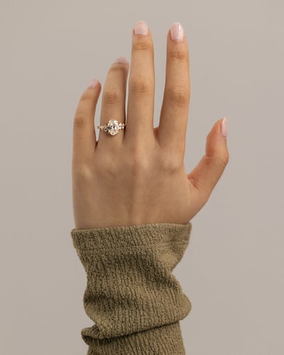 2.0 CT Oval Cluster Moissanite Engagement Ring