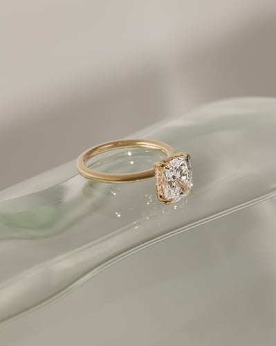 2.0 CT Elongated Cushion Hidden Halo Moissanite Engagement Ring