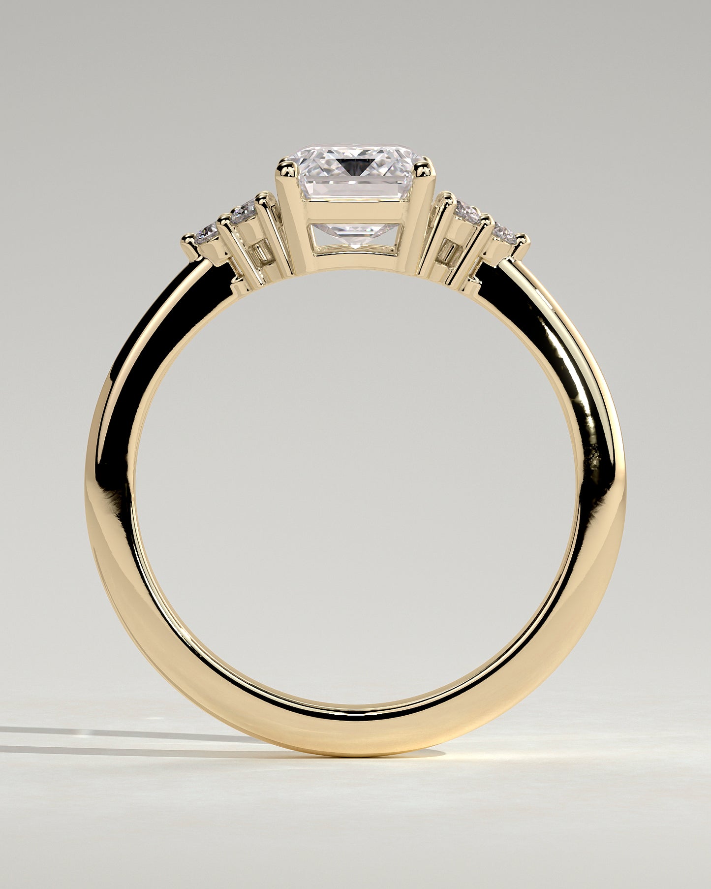 2.0 Ct Emerald Cut Cluster Moissanite Diamond Engagement Ring