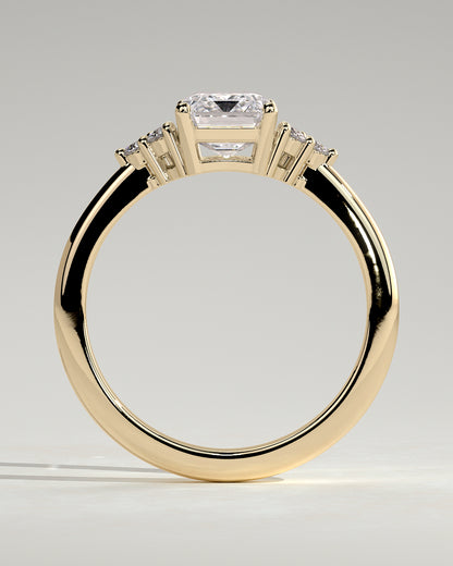 2.0 Ct Emerald Cut Cluster Moissanite Diamond Engagement Ring