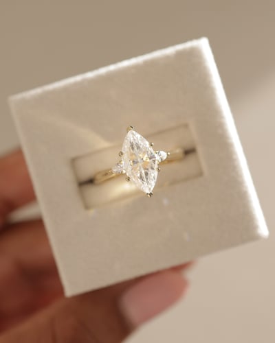 2 CT Marquise Cut Three Stones Lab Grown Diamond Engagement Ring