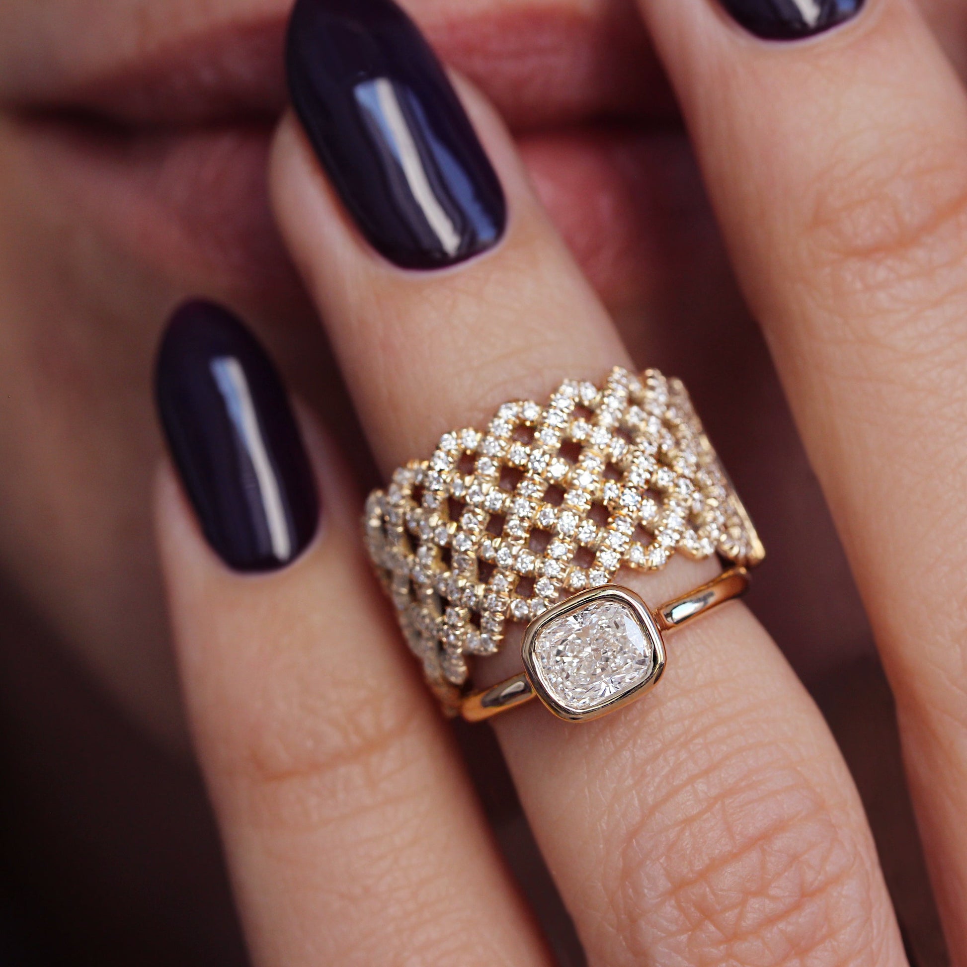 2.9 Carats Emerald Pave Styled Moissanite Engagement Ring