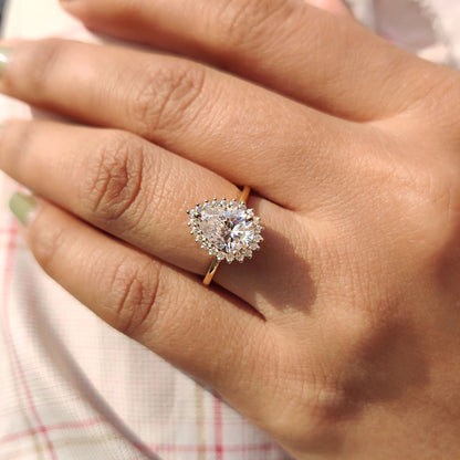 Pear Cut Moissanite Engagement Ring With Halo Setting