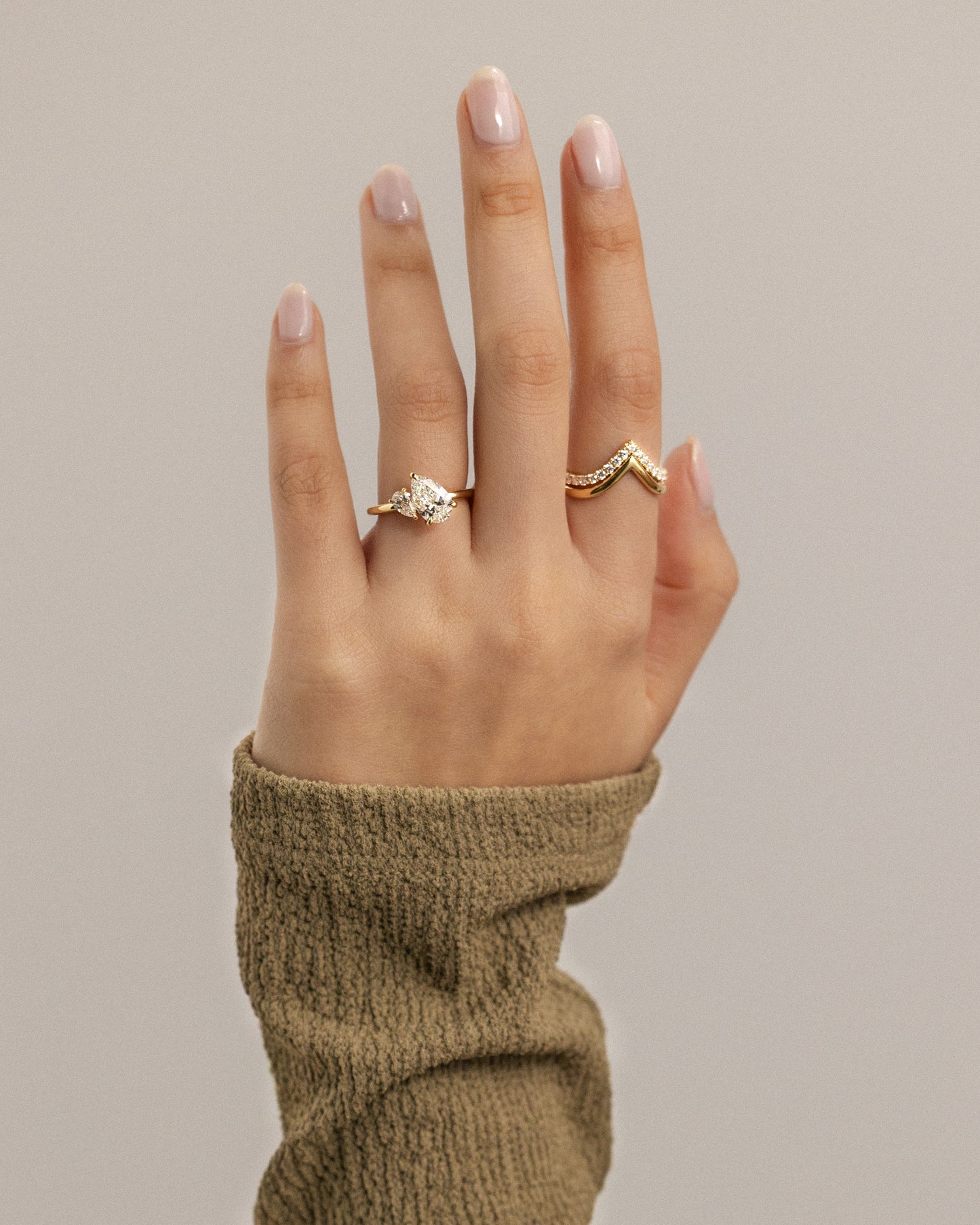 2.8 CT Pear Toi Et Moi Moissanite Diamond Engagement Ring