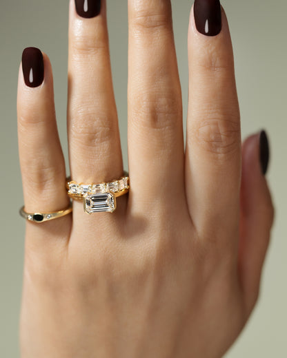 2 CT Emerald Cut East-West Solitaire Moissanite Engagement Ring