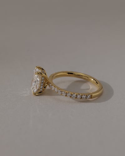 2.0 CT Elongated Cushion Hidden Halo & Pave Moissanite Engagement Ring