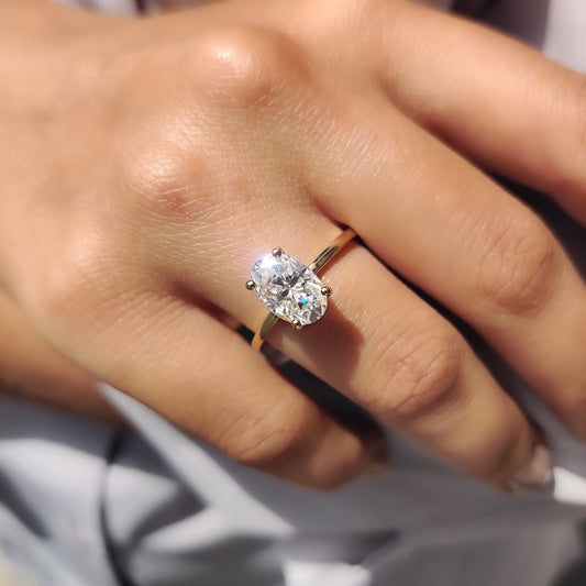Oval Moissanite Engagement Ring With Hidden Halo Style