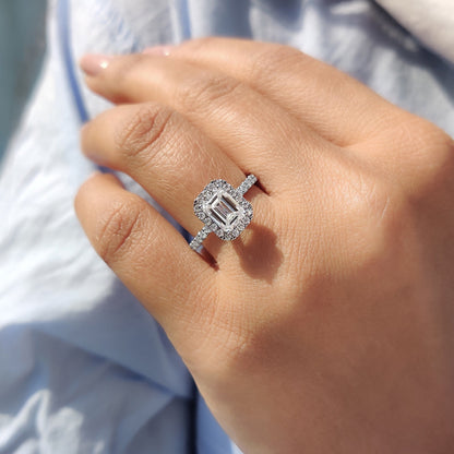 Emerald Cut Halo Ring