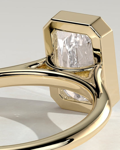 2 CT Radiant Solitaire & Bezel Moissanite Engagement Ring