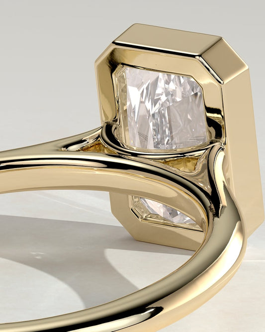 2 CT Radiant Solitaire & Bezel Moissanite Engagement Ring