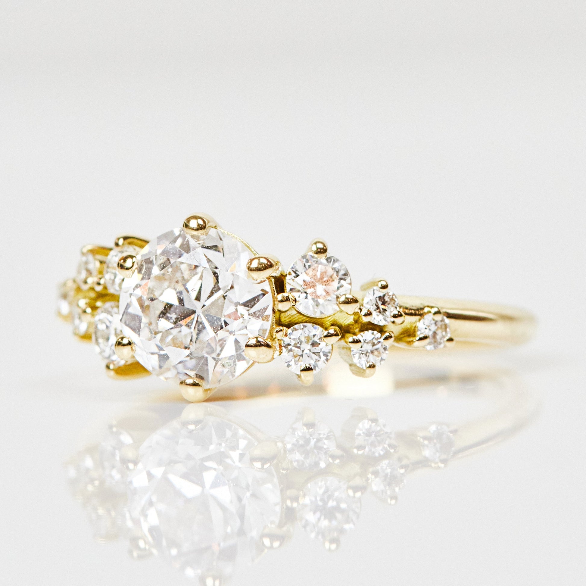 Marquise Shaped Three Stone Lab Grown Diamond Engagement Ring