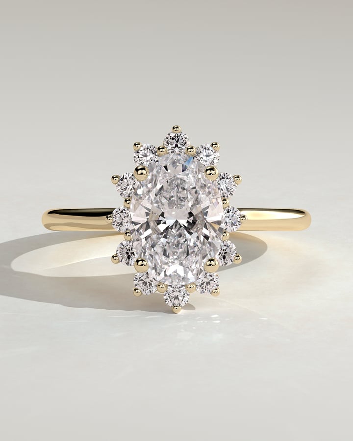 2 CT Oval Cut Cluster Halo Moissanite Diamond Engagement Ring