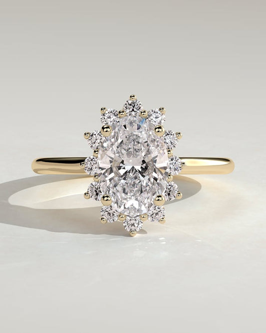 2 CT Oval Cut Cluster Halo Moissanite Diamond Engagement Ring