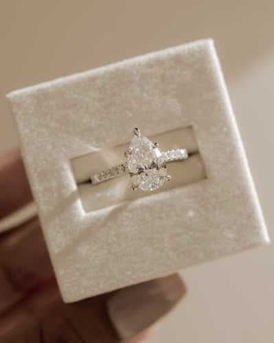 2 CT Pear Cut Pave & Hidden Halo Moissanite Diamond Engagement Ring