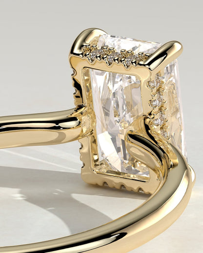 2.0 CT Radiant Hidden Halo Moissanite Engagement Ring