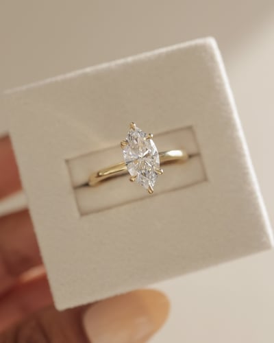 2.0 CT Marquise Hidden Halo Moissanite Diamond Engagement Ring