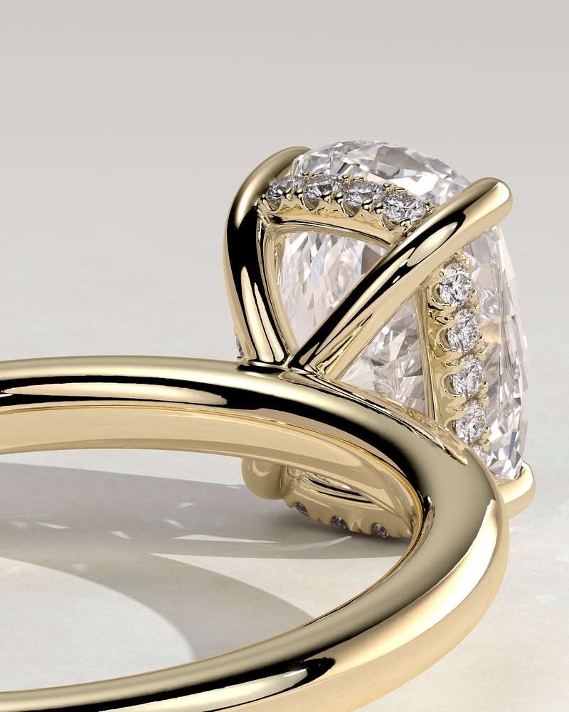 2.0 CT Elongated Cushion Hidden Halo Moissanite Engagement Ring