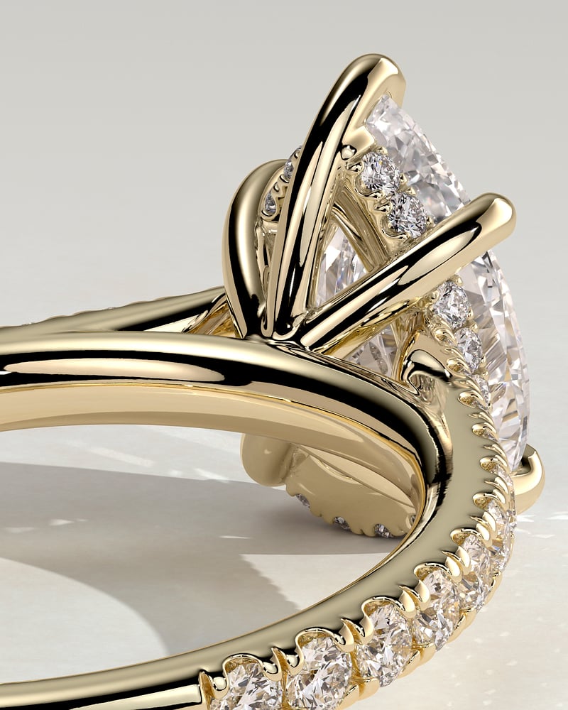 2 CT Pear Cut Pave & Hidden Halo Moissanite Diamond Engagement Ring