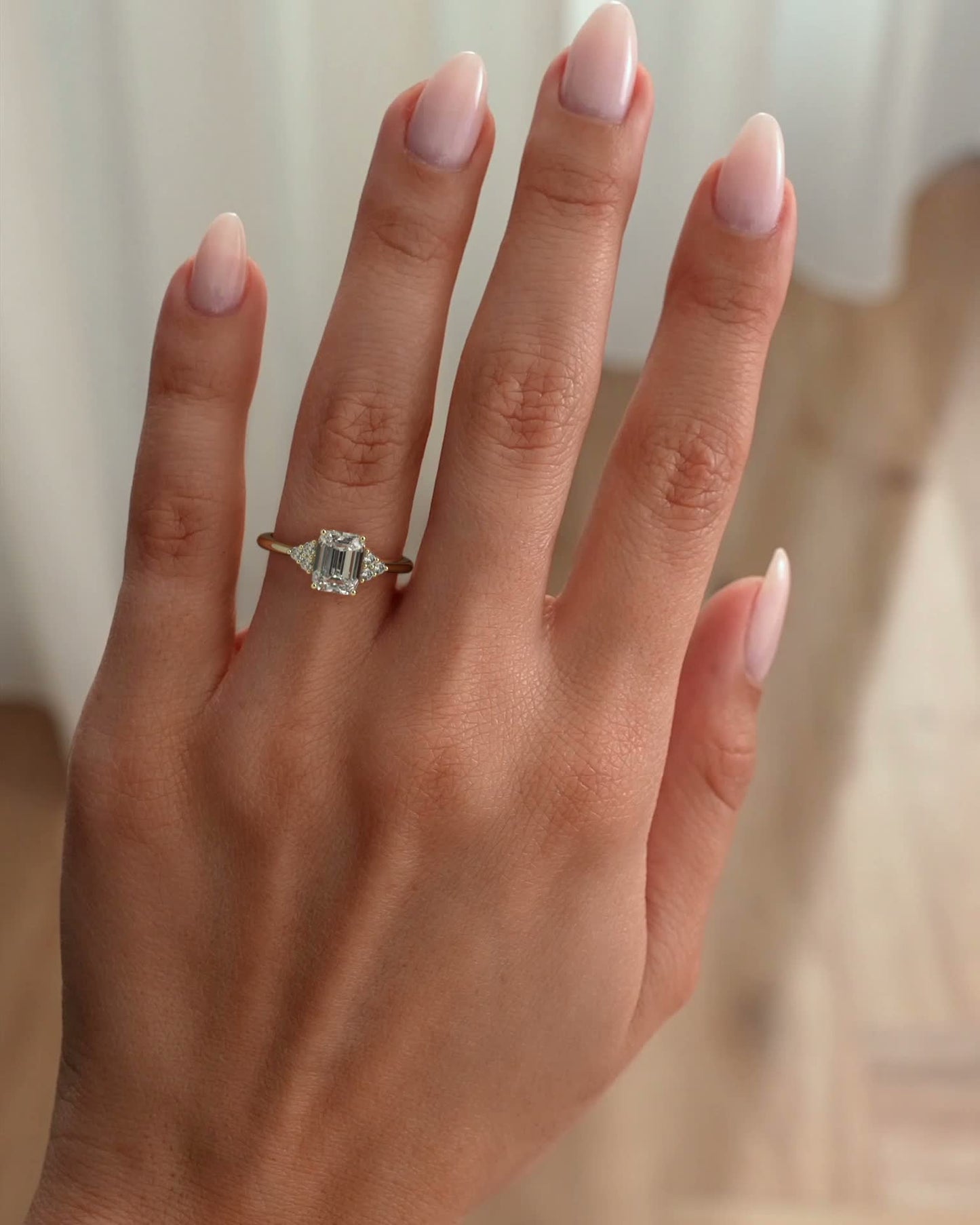 2.0 Ct Emerald Cut Cluster Moissanite Diamond Engagement Ring