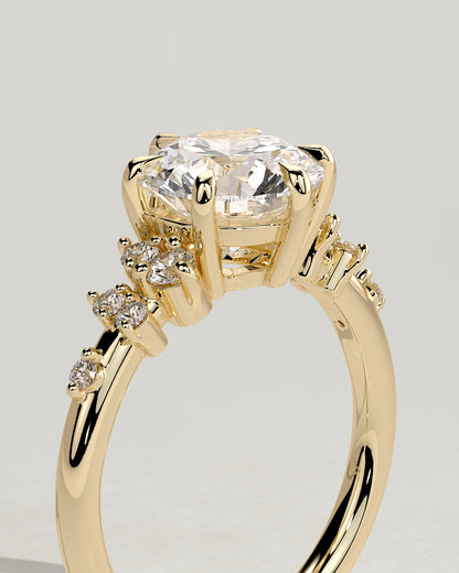 2.0 CT Round Cluster Moissanite Engagement Ring