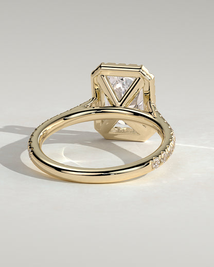 2 CT Radiant Cut Halo and Pave Moissanite Diamond Engagement Ring