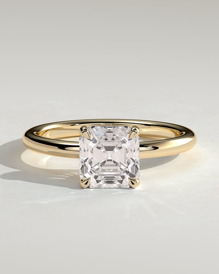 2 CT Asscher Cut Solitaire Moissanite Diamond Engagement Ring
