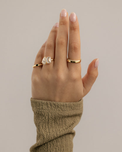 3.3 CT Emerald & Pear Cut Toi Et Moi Moissanite Engagement Ring