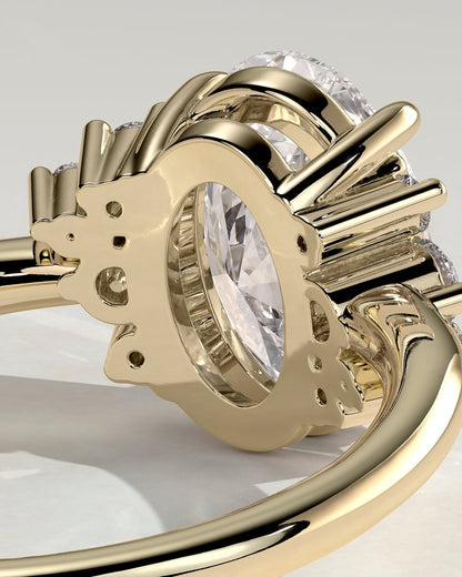 2.0 CT Oval Cut Cluster Moissanite Engagement Ring