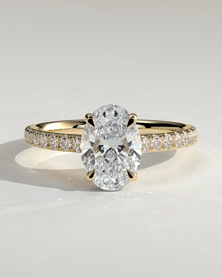 2.0 CT Oval Hidden Halo & Pave Moissanite Engagement Ring