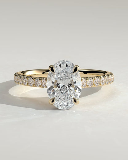 2.0 CT Oval Hidden Halo & Pave Moissanite Engagement Ring