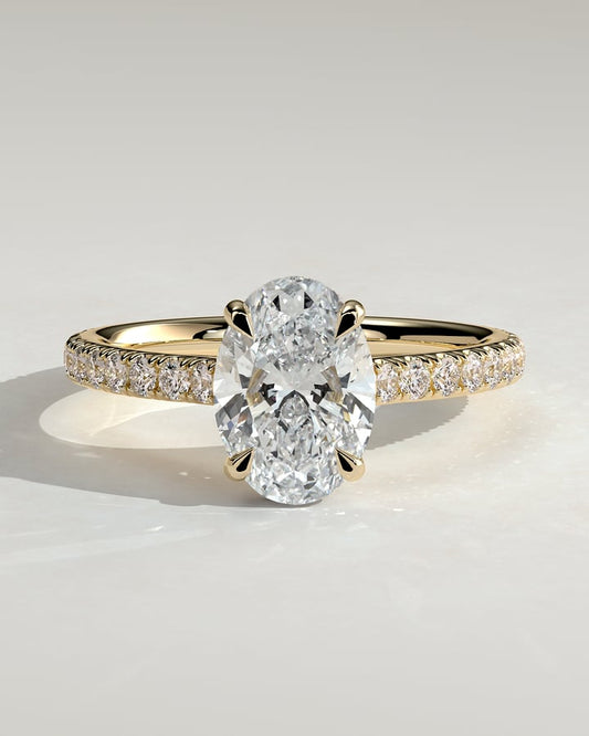 2.0 CT Oval Hidden Halo & Pave Moissanite Engagement Ring