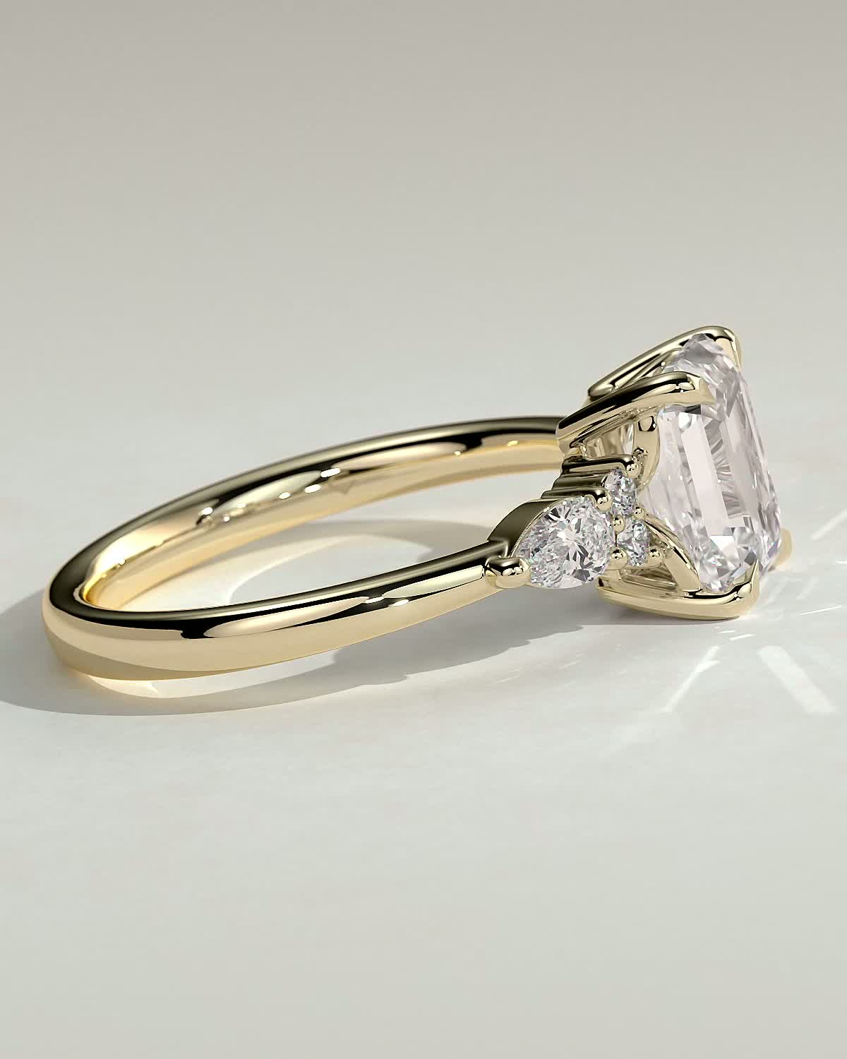 2 CT Emerald Cut Cluster Moissanite Diamond Engagement Ring