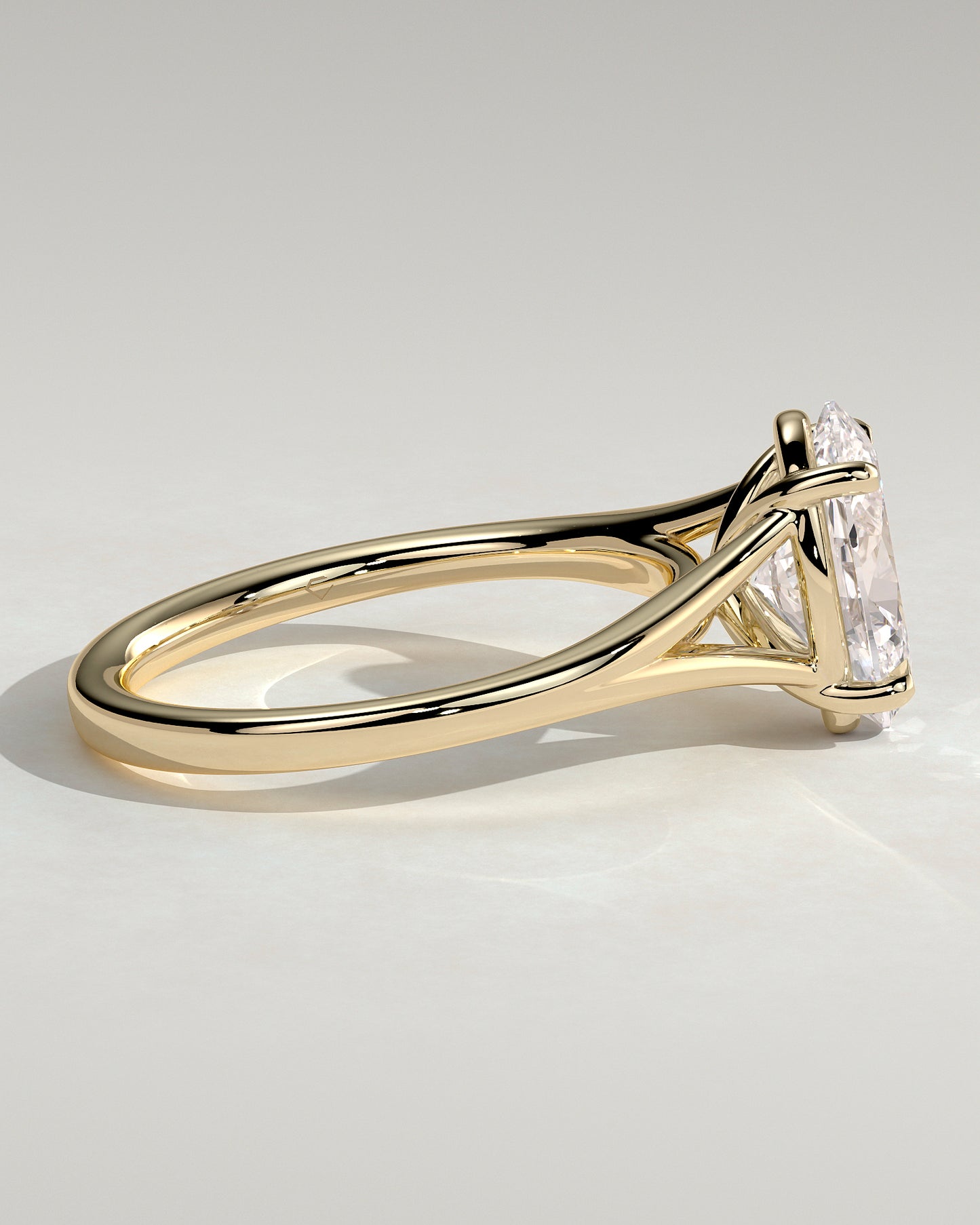 2.0 CT Oval Split Shank & Solitaire Moissanite Engagement Ring