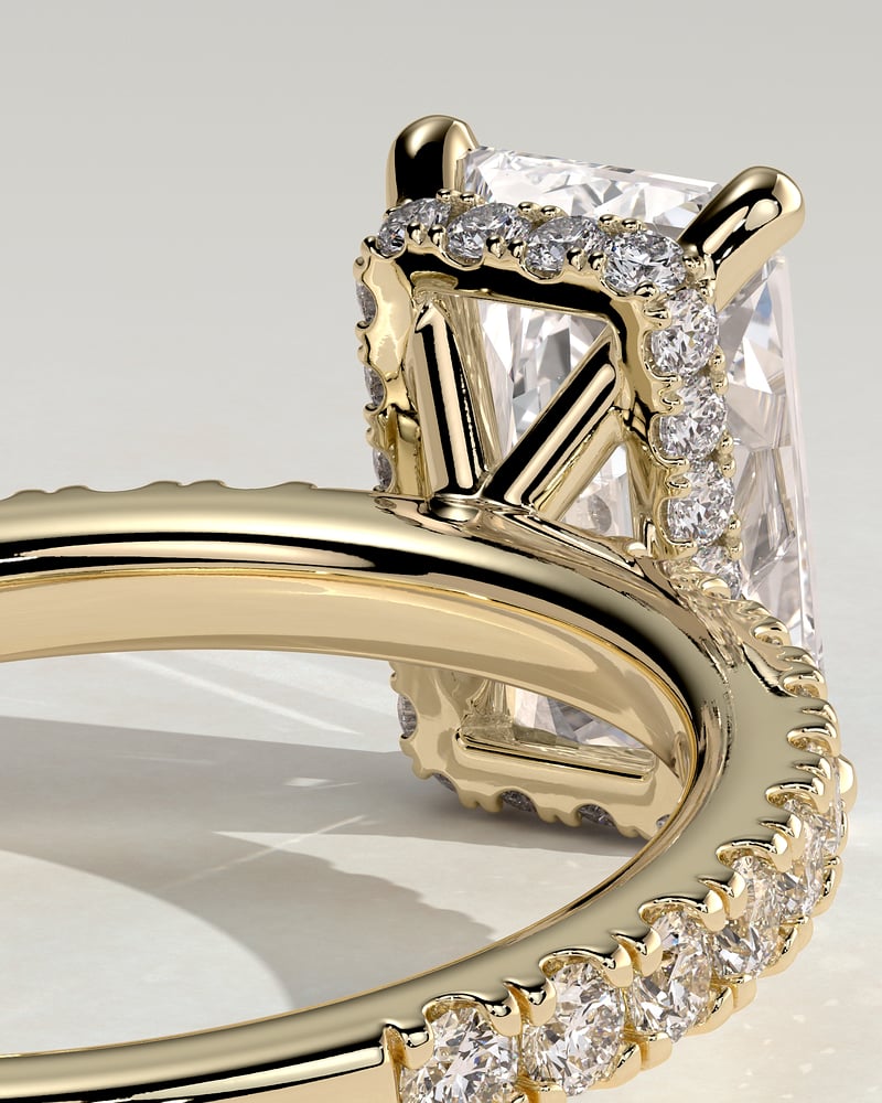 2.0 CT Radiant Pave & Hidden Halo Moissanite Diamond Engagement Ring