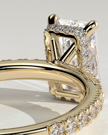 2.0 CT Radiant Pave & Hidden Halo Moissanite Diamond Engagement Ring