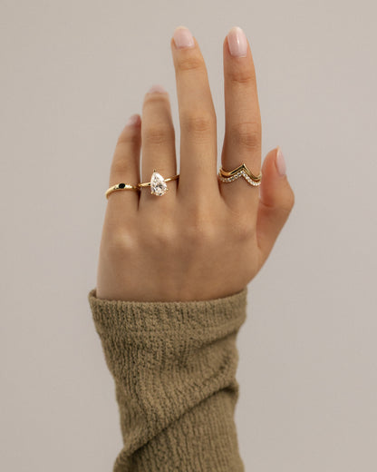 2.0 CT Pear Solitaire Moissanite Diamond Engagement Ring