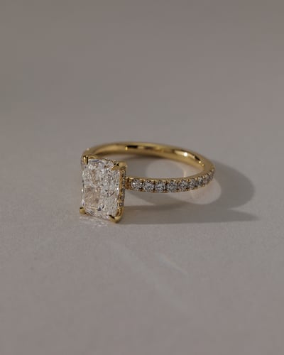 2.0 CT Elongated Cushion Hidden Halo & Pave Moissanite Engagement Ring