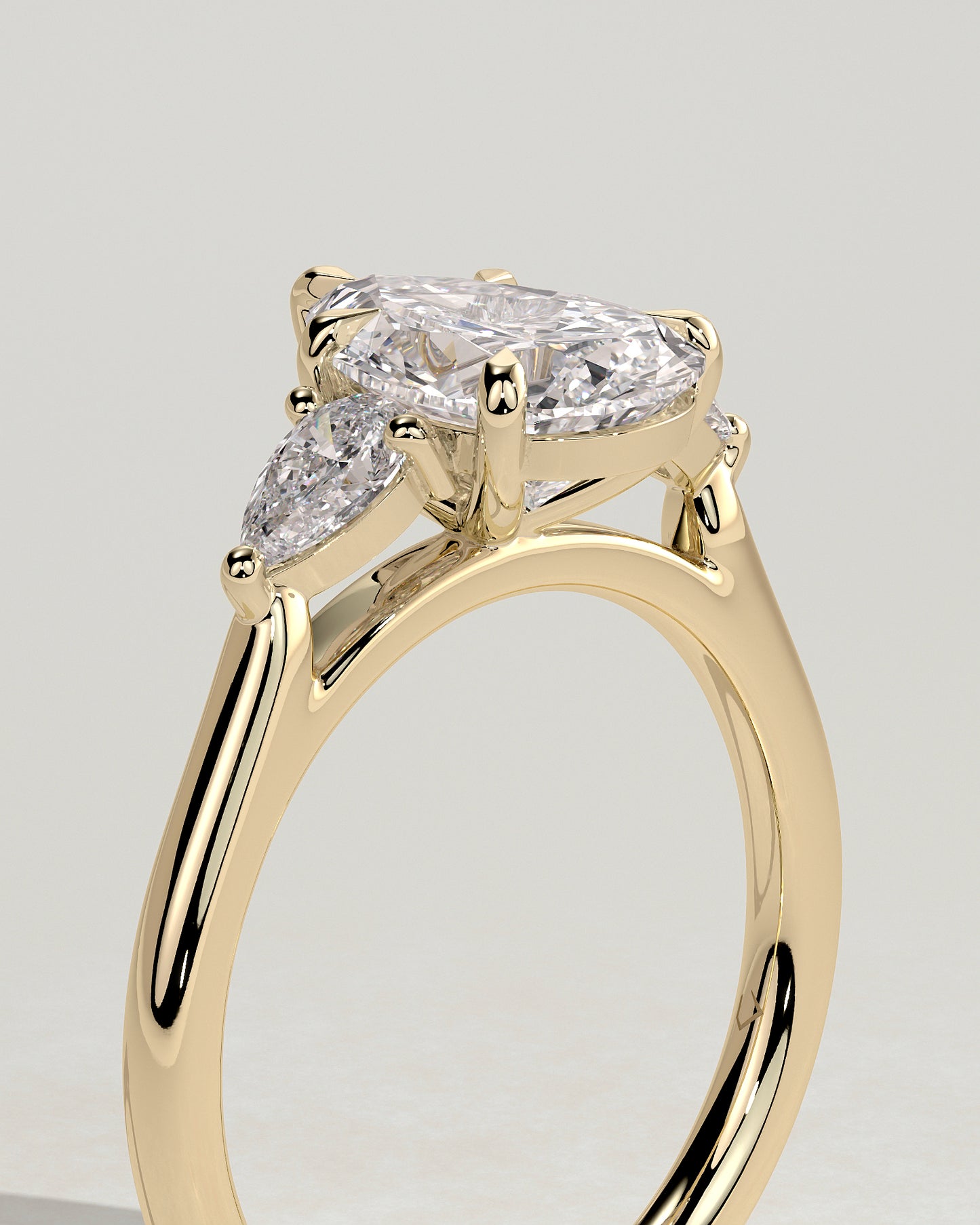 2.0 CT Pear Cut Three Stones Moissanite Diamond Engagement Ring