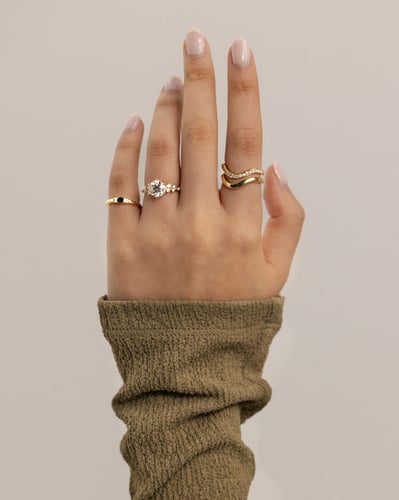 2.0 CT Round Cluster Moissanite Engagement Ring