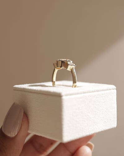 2.0 CT Oval Cut Three Stones & Bezel Moissanite Diamond Engagement Ring