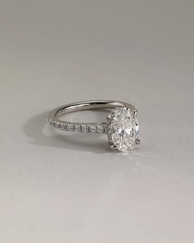2.0 CT Oval Hidden Halo & Pave Moissanite Engagement Ring