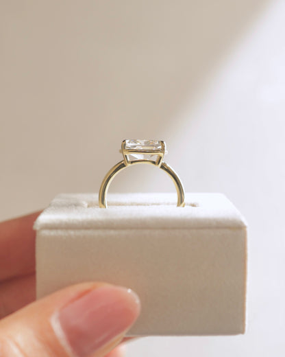 2 CT Elongated Cushion Bezel & Solitaire Moissanite Engagement Ring