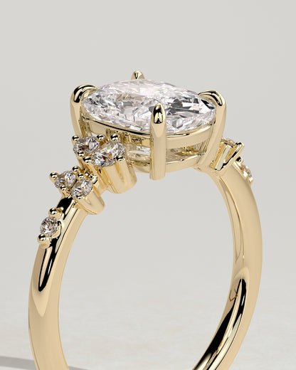 2.0 CT Elongated Cushion Cluster Moissanite Engagement Ring