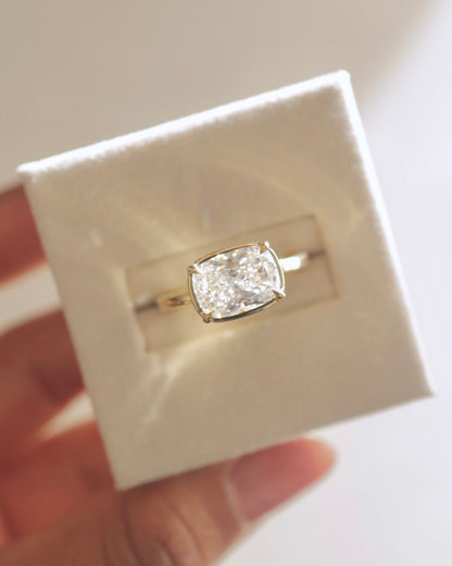 2 CT Elongated Cushion Bezel & Solitaire Moissanite Engagement Ring